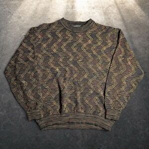 Vintage Baracuta by Tundra 3D Knit‎ Sweater Multicolor Coogi Style Size Medium